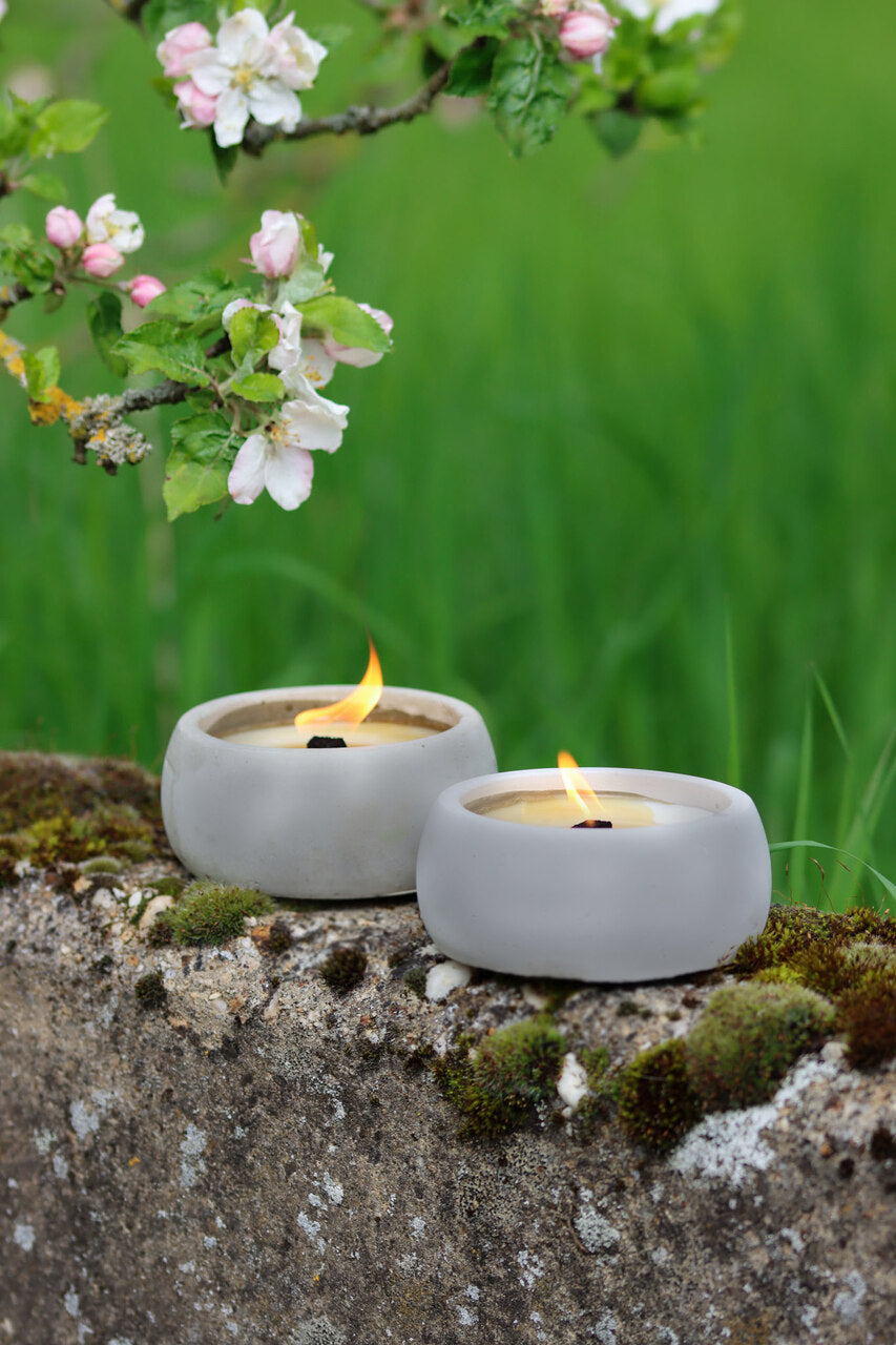 2er-Set Beton Outdoor Kerze Decens-Feuer| Gedankenwunder Manufaktur