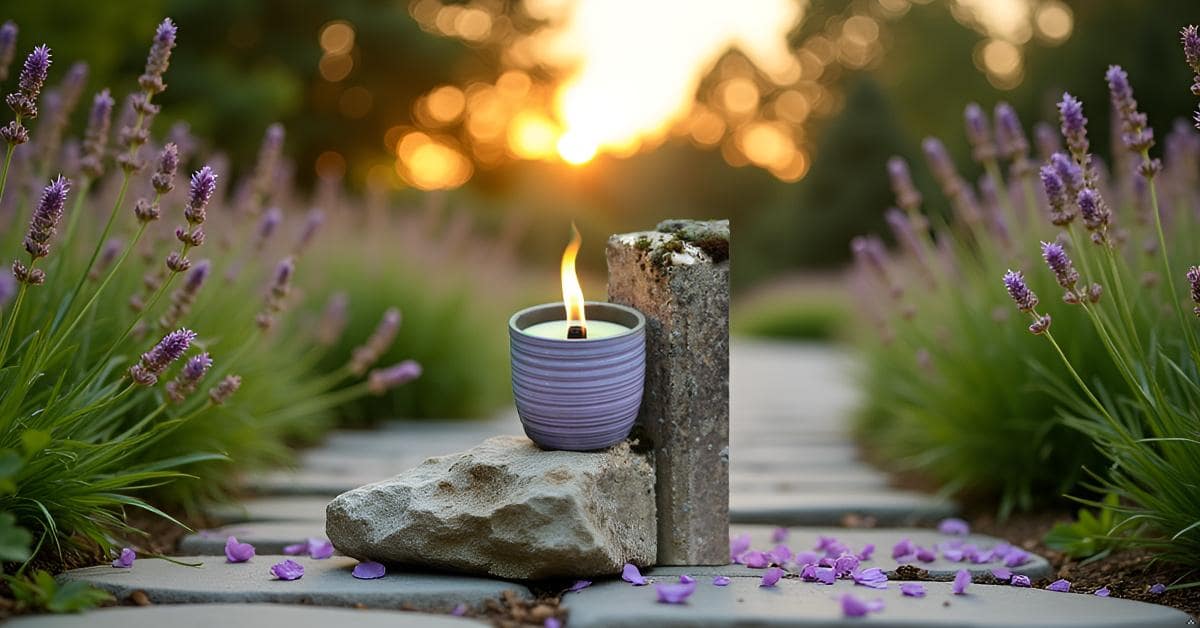 Outdoor Lilac Kerze Keramik Dauerdocht Design K006