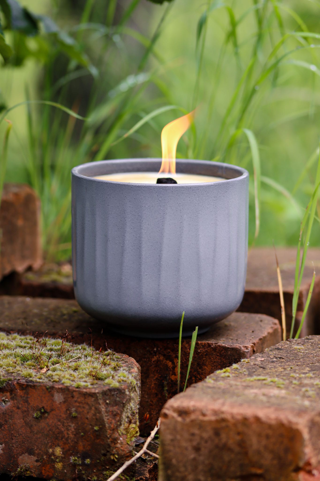 Outdoor Lines Keramik Kerze Dauerdocht| Gedankenwunder Manufaktur Nur 200g Soja Nachfüllwachs (Standard)