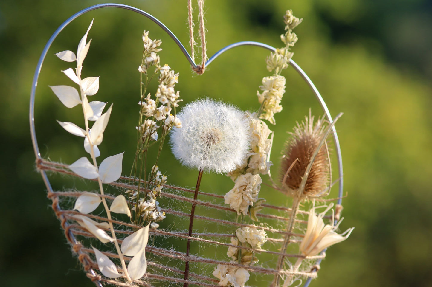 Blumenkranz "Pusteblumen Herz" mit Naturgarn