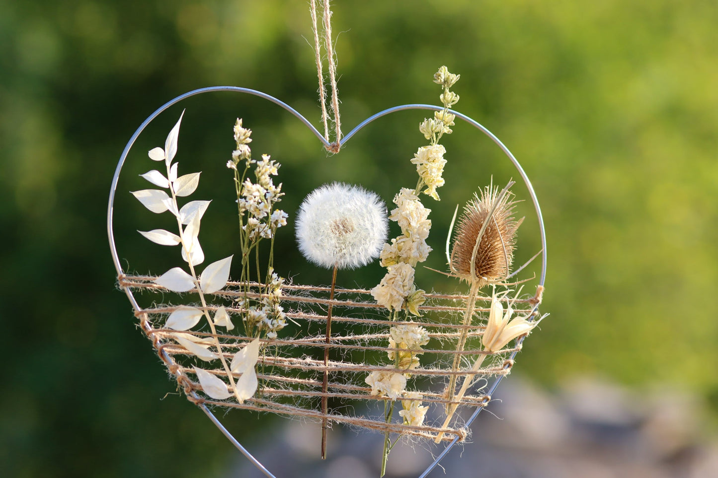 Blumenkranz "Pusteblumen Herz" mit Naturgarn