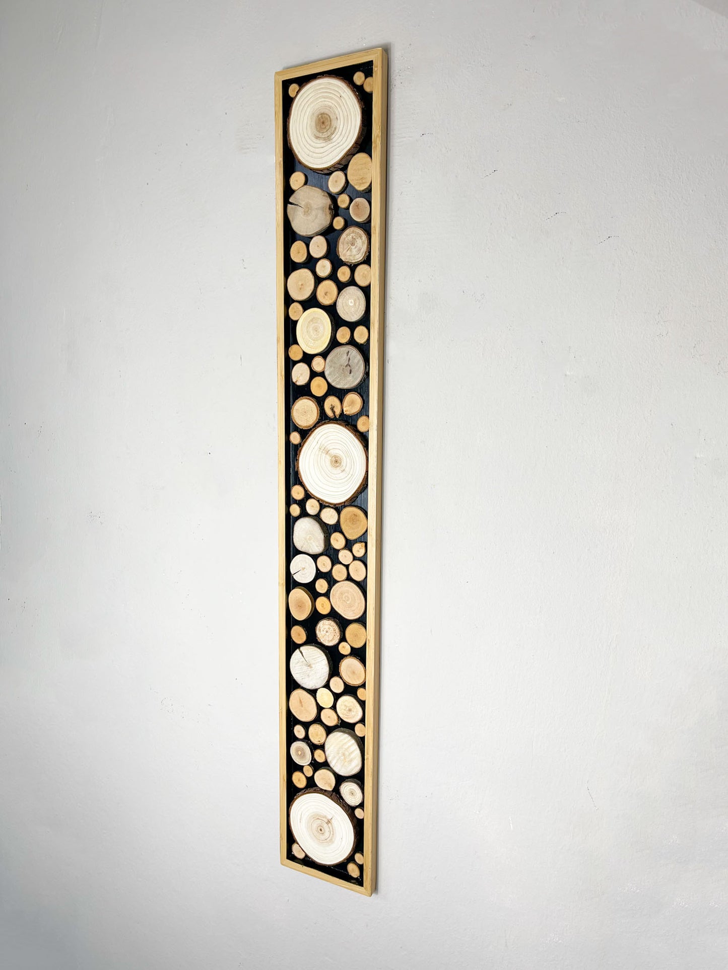 Wanddeko Dekoration Wandbild Holz Holzscheibe Ast Astscheibe Scheibe Baumscheibe Baum Wald Waldbild Wand Paneele Rechteck Farbauswahl Landhaus Stil Holzbild Baumarkt Paneele Wandpaneele Akustikpaneele