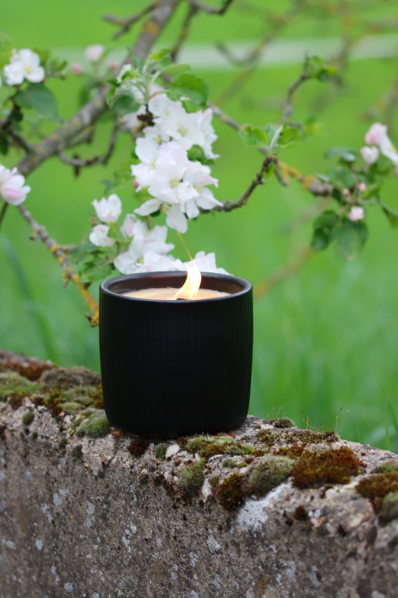 Outdoor geriffelt schwarz Kerze Dauerdocht| Gedankenwunder Manufaktur Nur 200g Soja Nachfüllwachs (Standard)
