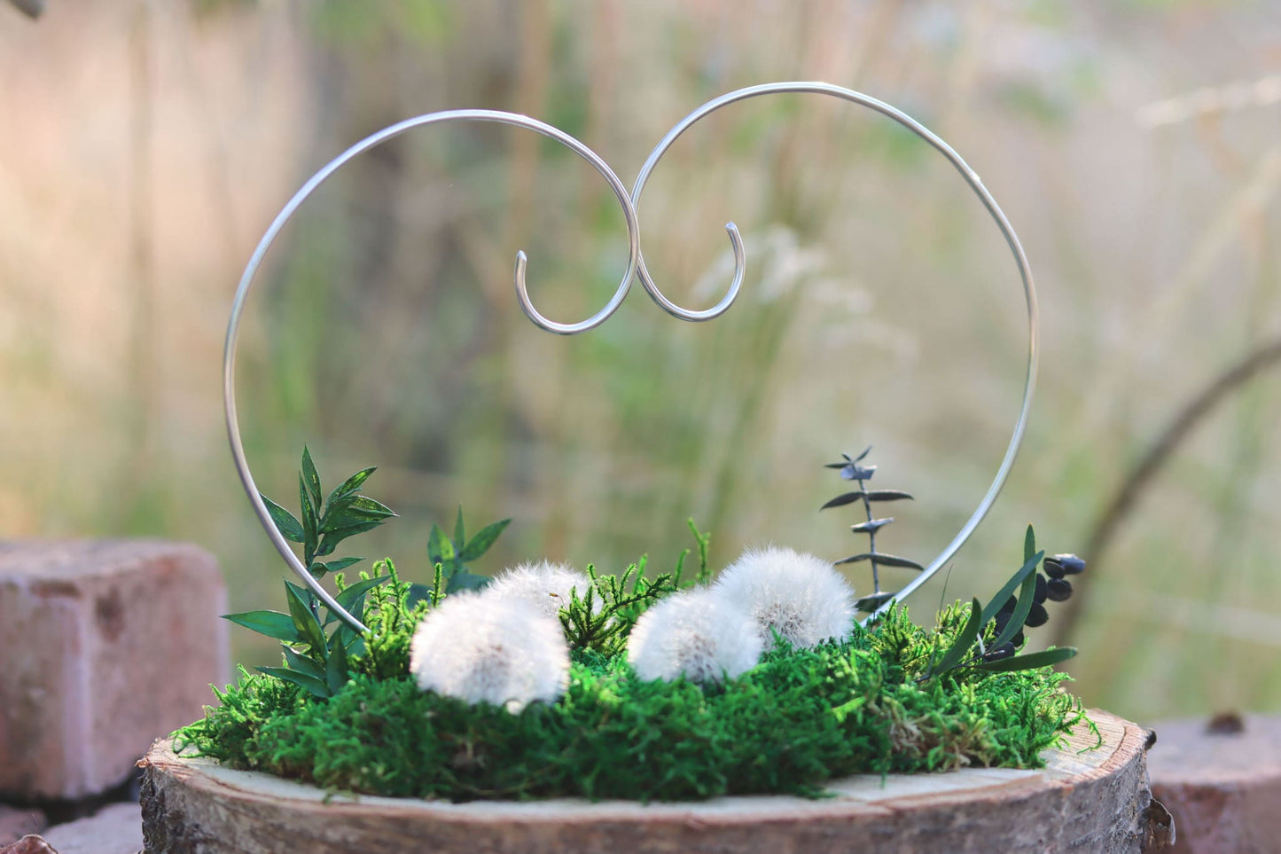 Ringkissen Kissen Ringhalter Herz Hochzeit Altar Moos Moosbild Pflanze Pflanzen Birke Birkenscheibe Mutter muttertag Geschenk Ring Verlobung Hochzeitsgeschenk Unikat personalisiert Trauung Hochzeitsringe Halter Baumscheibe Trockenblumen Dekoration Deko Hochzeitsdeko Wald