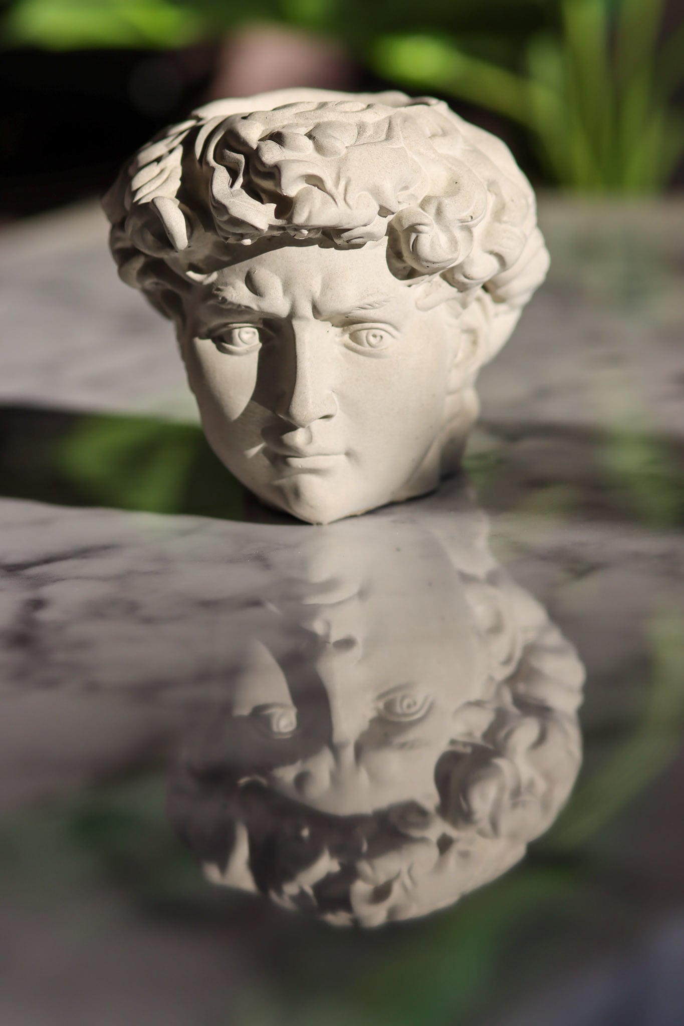Betonbüste Classic Davidbüste Garten Geschenkidee Kunst Aesthetic Garten Home Deco decoration art grau frostsicher Terrasse garden Pflanztopf Stiftehalter Kopf Figur Betonfigur figure