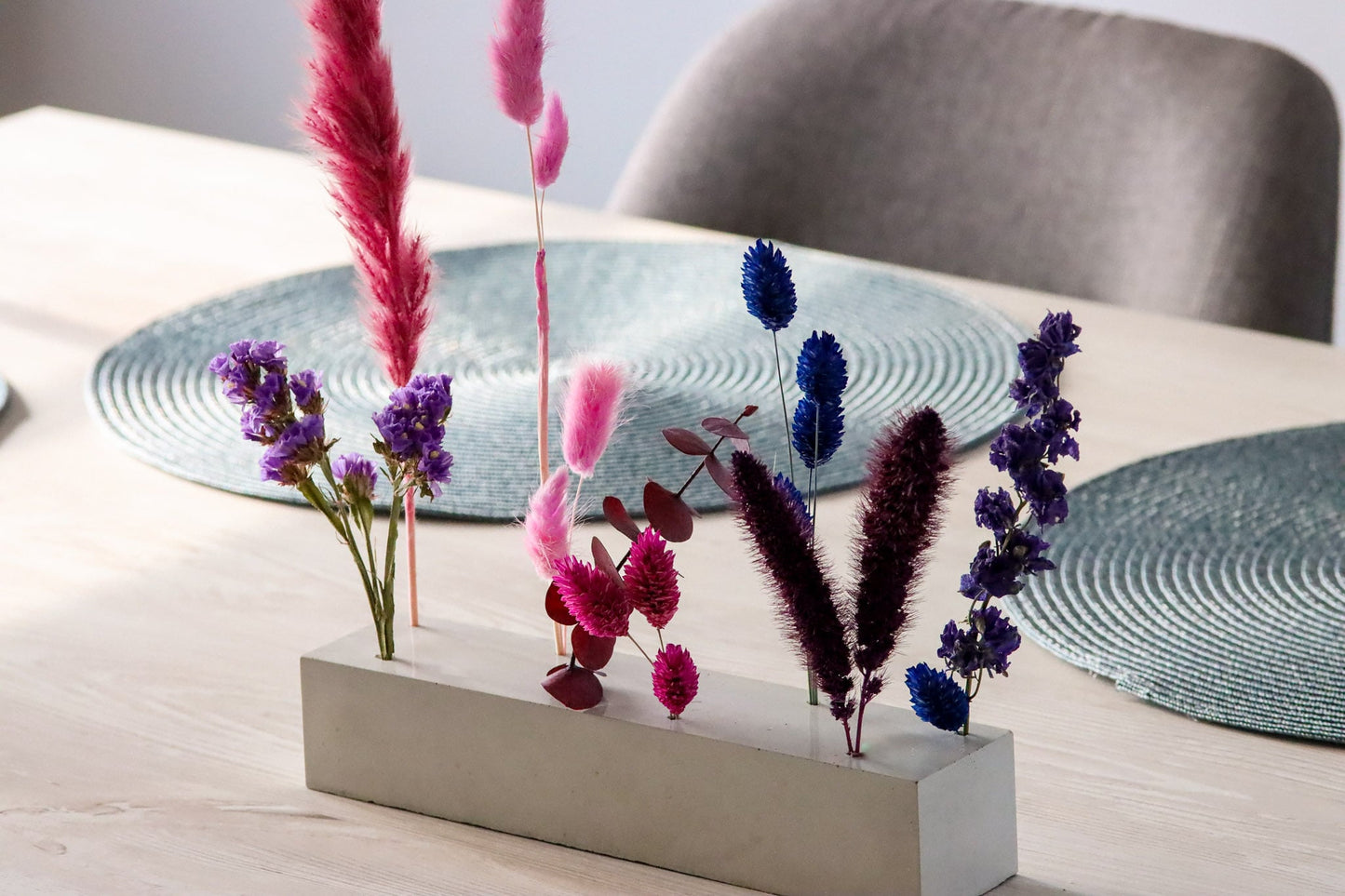 Trockenblumen driedflowers Blumen Beton frostsicher Küche Wohnung homedeco deko decoration lovely girly pink blue blau red rot Eukalyptus lila lilac