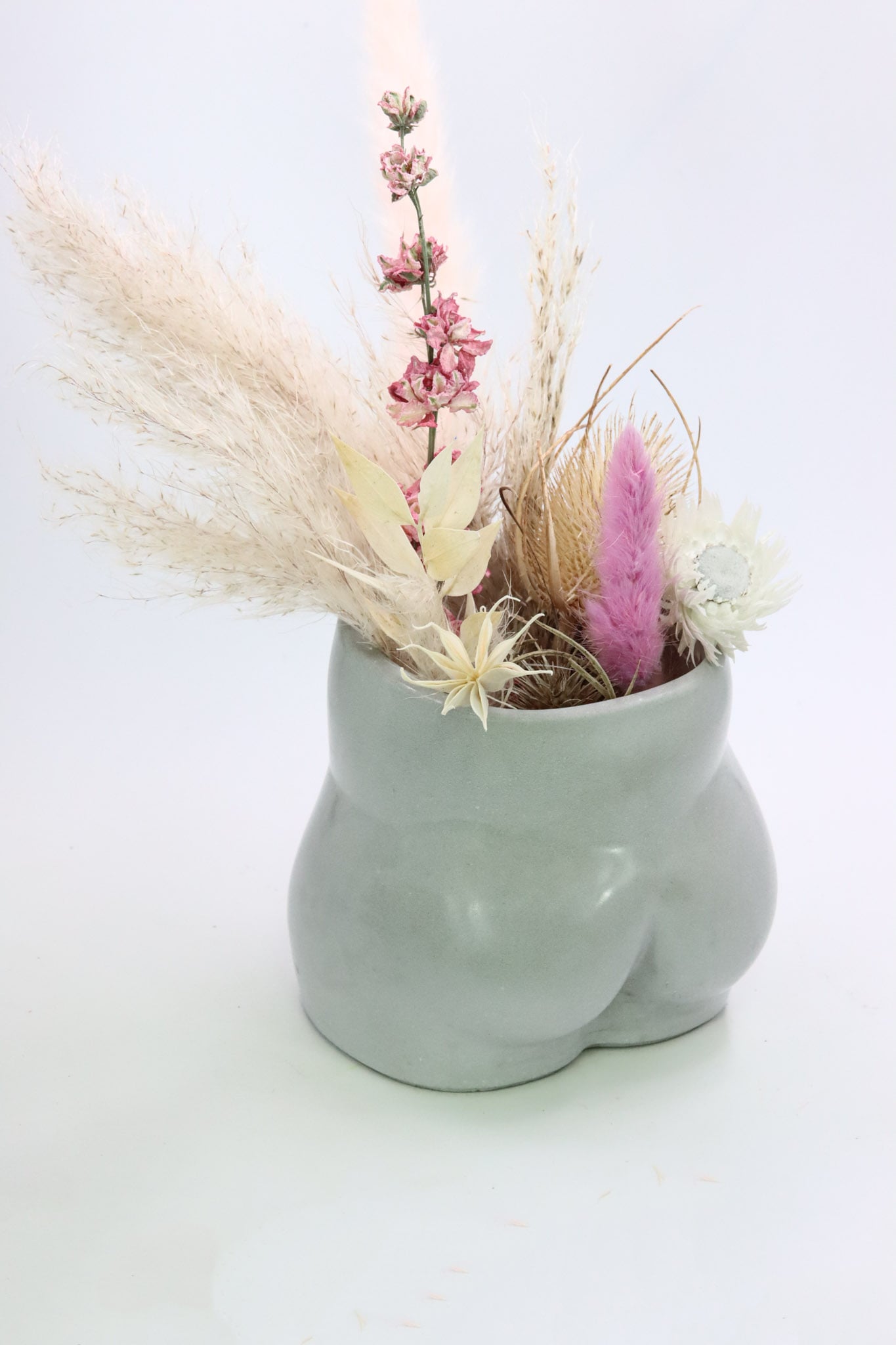Butt Körper Vase Groß Blumen Po Vase in grau