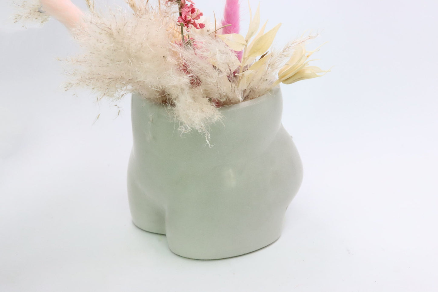 Butt Körper Vase Groß Blumen Po Vase in grau