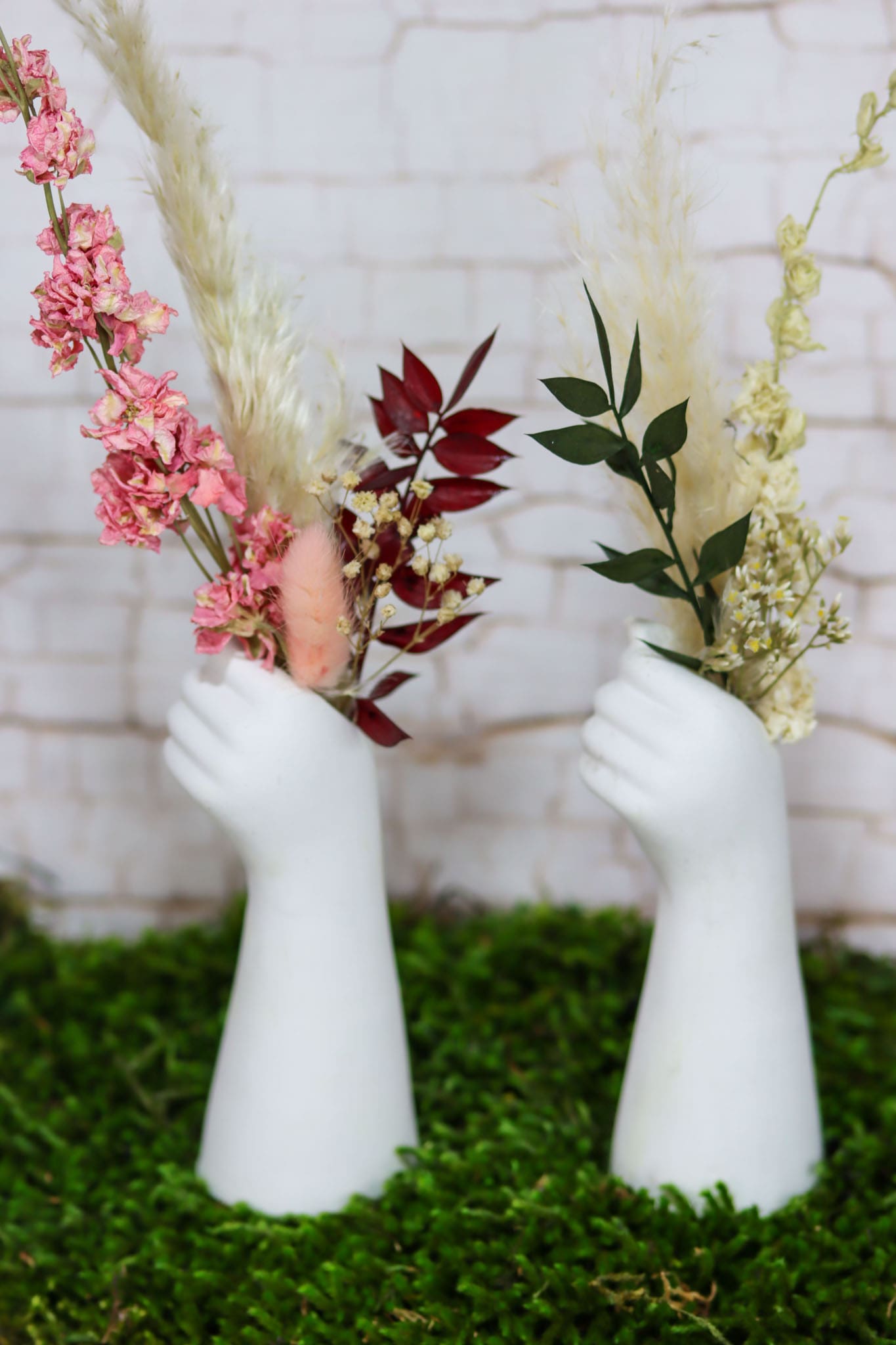 2er-Set Beton "Handvase" Trockenblumen Halter