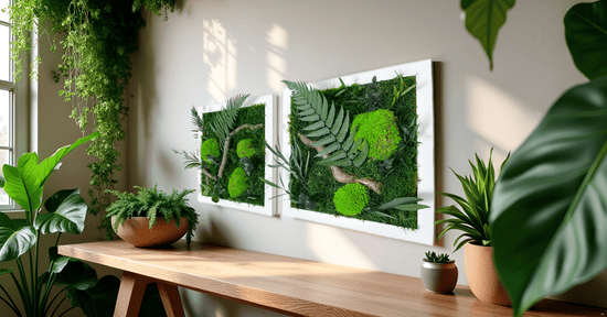 Geschenk Rahmen modern moos Moosbild  Hellgrün Grün Natur Moosbilder Mooswand Pflanzen Pflanzenbild Flachmoos Waldmoos Muttertag Geburtstag Wohnung Wand Deko Dekoration Islandmoos Rentiermoos Ast Teak Dschunge lUrwald Viereck Quadrat