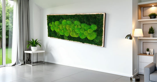 Rahmen modern moos Moosbild  Hellgrün Grün Natur Moosbilder Mooswand Pflanzen Pflanzenbild Flachmoos Waldmoos Muttertag Geburtstag Wohnung Wand Deko Dekoration Islandmoos Rentiermoos Gedankenwunder Ballmoos Kugelmoos Rechteck groß Verlauf Vater Mutter Geschenk minimalistisch Ladeneinrichtung