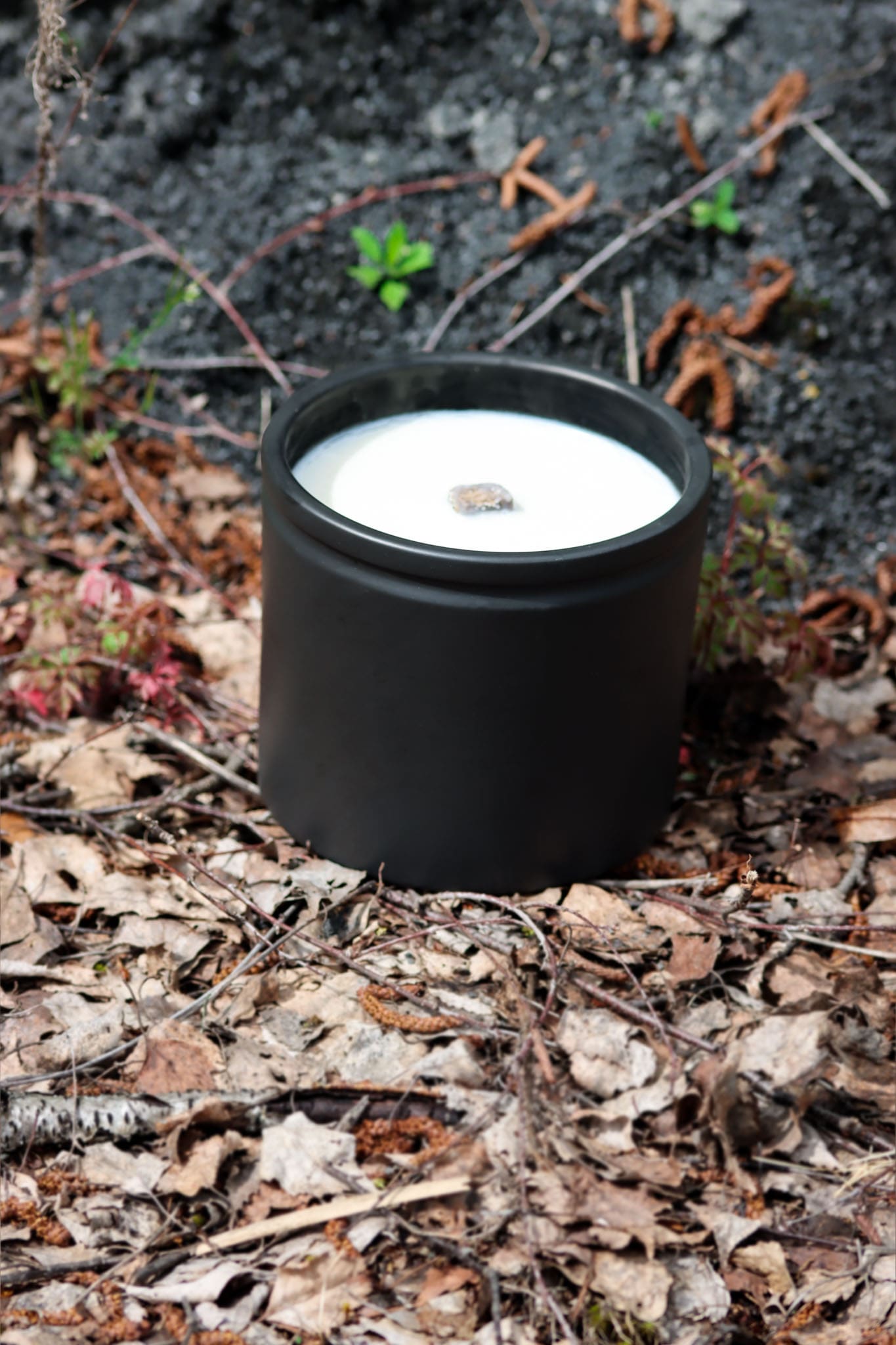 Outdoor Anthrazit eingefasst Kerze Keramik Dauerdocht Design K011
