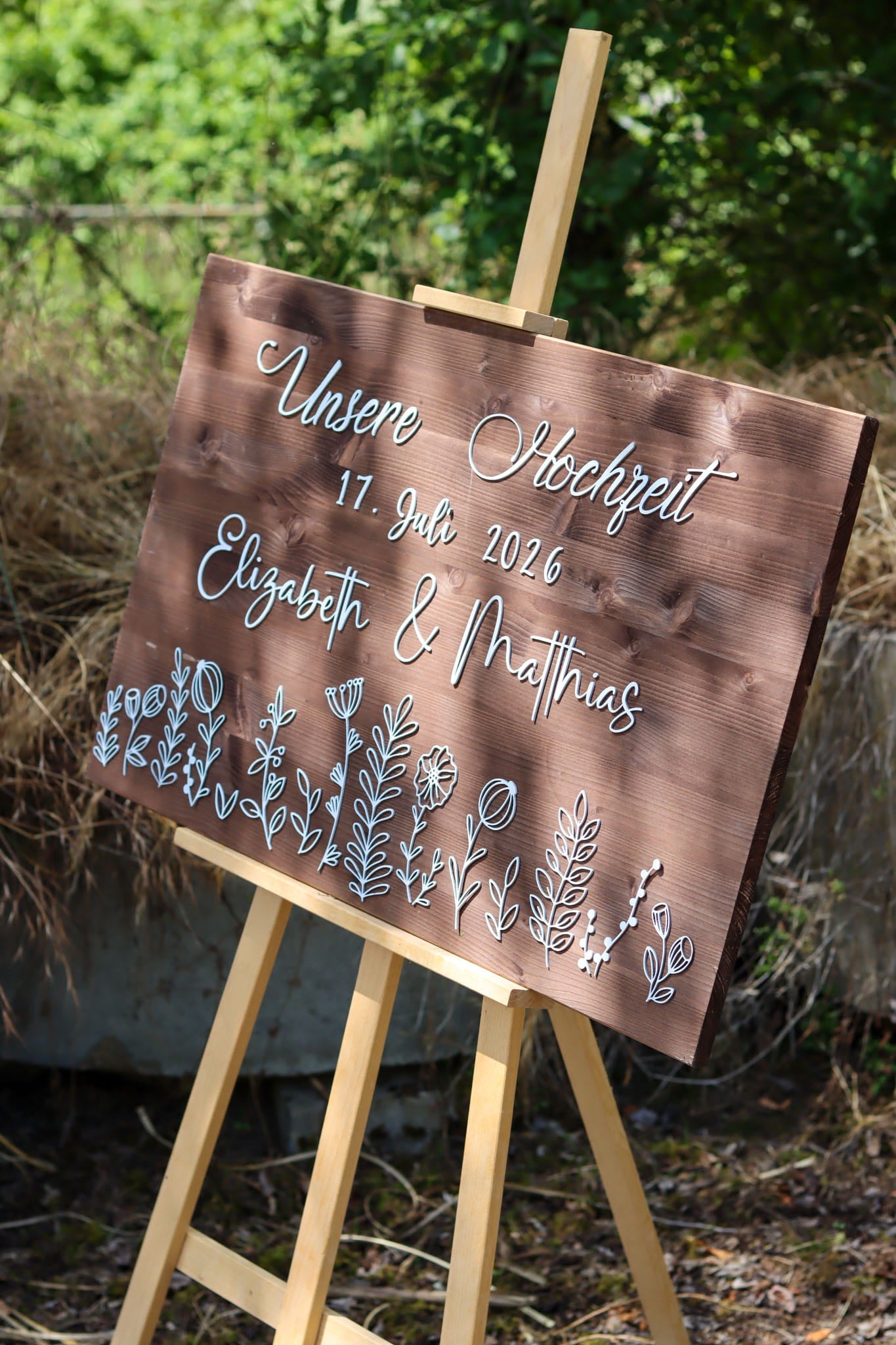 Hochzeit Landhochzeit Freie Trauung Trauung Dekoration Hochzeitsfeier Hochzeit Empfang Empfangsschild Hochzeit Eingangsdeko Hochzeit Begrüßungsschild Hochzeit Wedding Hochzeitschild Wilkommen Schild Schilder Wildblume Trockenblume personalisiert Name