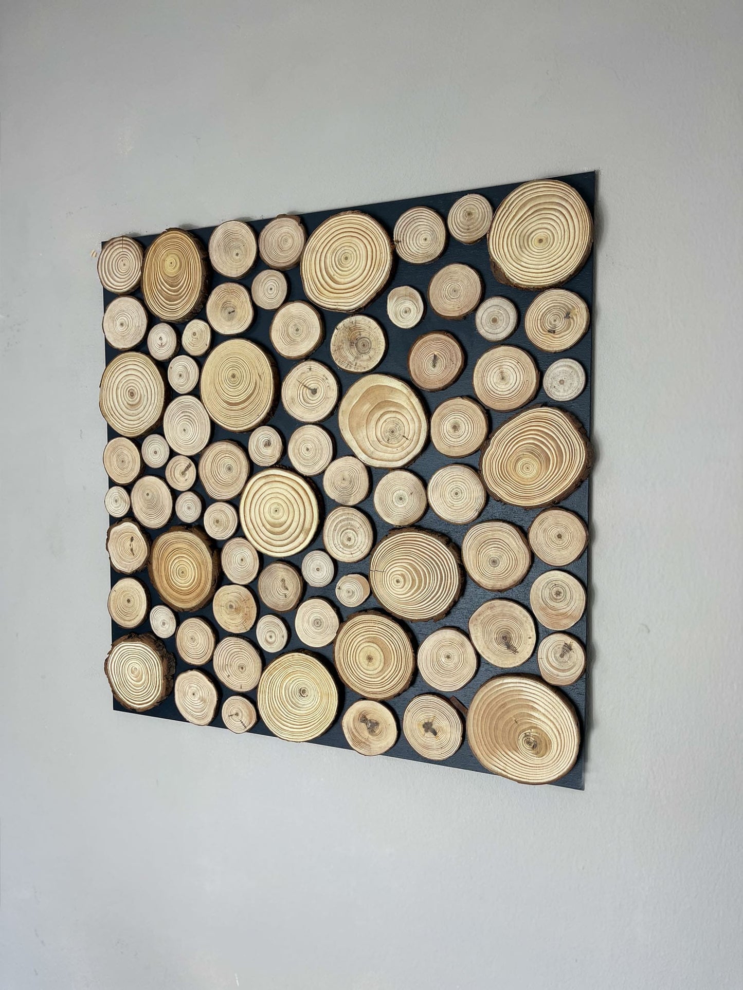 Baumscheiben Astscheiben Wanddekoration Wandpaneel Wandpaneele Deko Bild Gemälde Wandkust Wandbild Baumscheibe Baumringe Farben Bilder Landhaus Shabby Chick Baum Holz Holzsacheibe Büro Wohnung Zimmer Baumstamm Rund natur Baumstamm Baumrinde