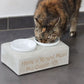 Hund Futterbar Hundeglück Tier Katze Beton Napf Symbol Schrift Schriftzug personalisiert Name Futterstation Schalen Beton Schale Bar Futter Napf Napfstation Hunde weiß grau cat Tierbedarf zoo Tiernahrung Hundefutter Katzenfutter