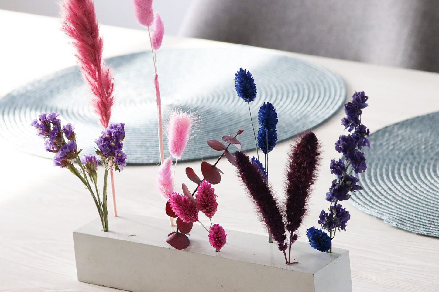 Trockenblumen driedflowers Blumen Beton frostsicher Küche Wohnung homedeco deko decoration lovely girly pink blue blau red rot Eukalyptus lila lilac