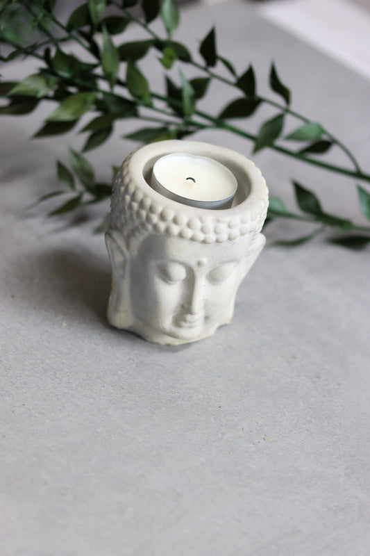Buddha Duftöl Meditation Yoga relax Beton frostsicher grau Kerzen Kerzenhalter meditieren