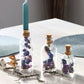Glasflasche Glas Flasche Trockenblumen driedflowers Naturgarn nature Natur fairy fairycore Fee homedeco decoration Deko handmade handgefertigt Geschenkidee blue blau Azur lila lilac Tischdeko Kerze candle Kork cosy pastell