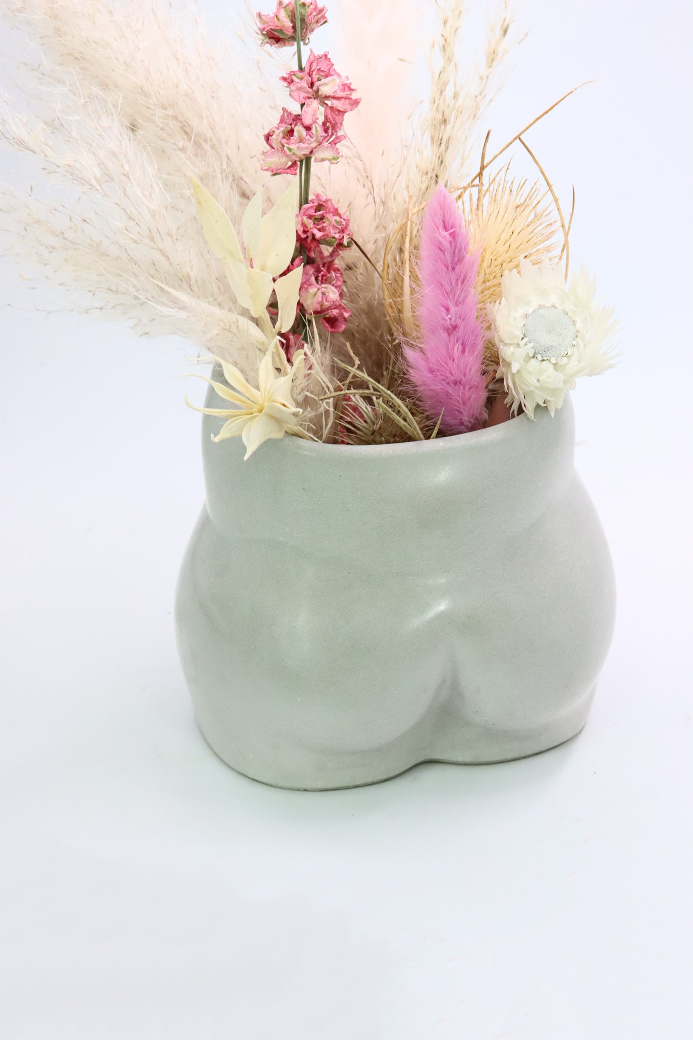 Butt Körper Vase Groß Blumen Po Vase in grau