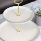 2-Stufige Etagere aus Porzellan Farbe Créme in gold oder silber