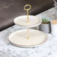 2-Stufige Etagere aus Porzellan Farbe Créme in gold oder silber