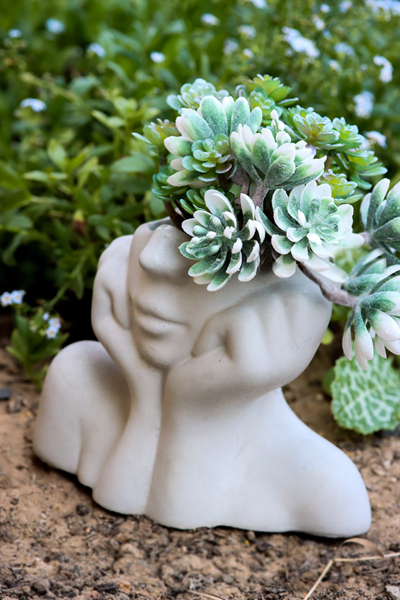 Pflanztopf pflanzen Beton grau frostsicher Mädchen Kunst art girl Pflanzenimkopf plants flowersinmymind nature Natur deko decoration deco homedecor Garten garden Figur figure Betonfigur Topf Terrasse