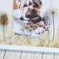 Bild Hund dog animal Acrylglas Glas Acryl animallover Wunschbild Wunsch wish driedflowers Trockenblumen Wildwiese Dandelion Pusteblume wildekarde meadow feld field Tierbild Erinnerung memory Geschenkidee