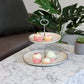 2-Stufige Etagere aus Porzellan Farbe Créme in gold oder silber